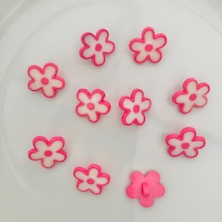 Flower Button 15mm Dark Pink