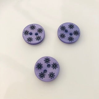 Flower Button 15mm Purple