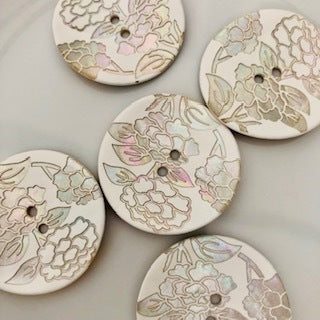 Shell Button Buttons 34mm White/Silver