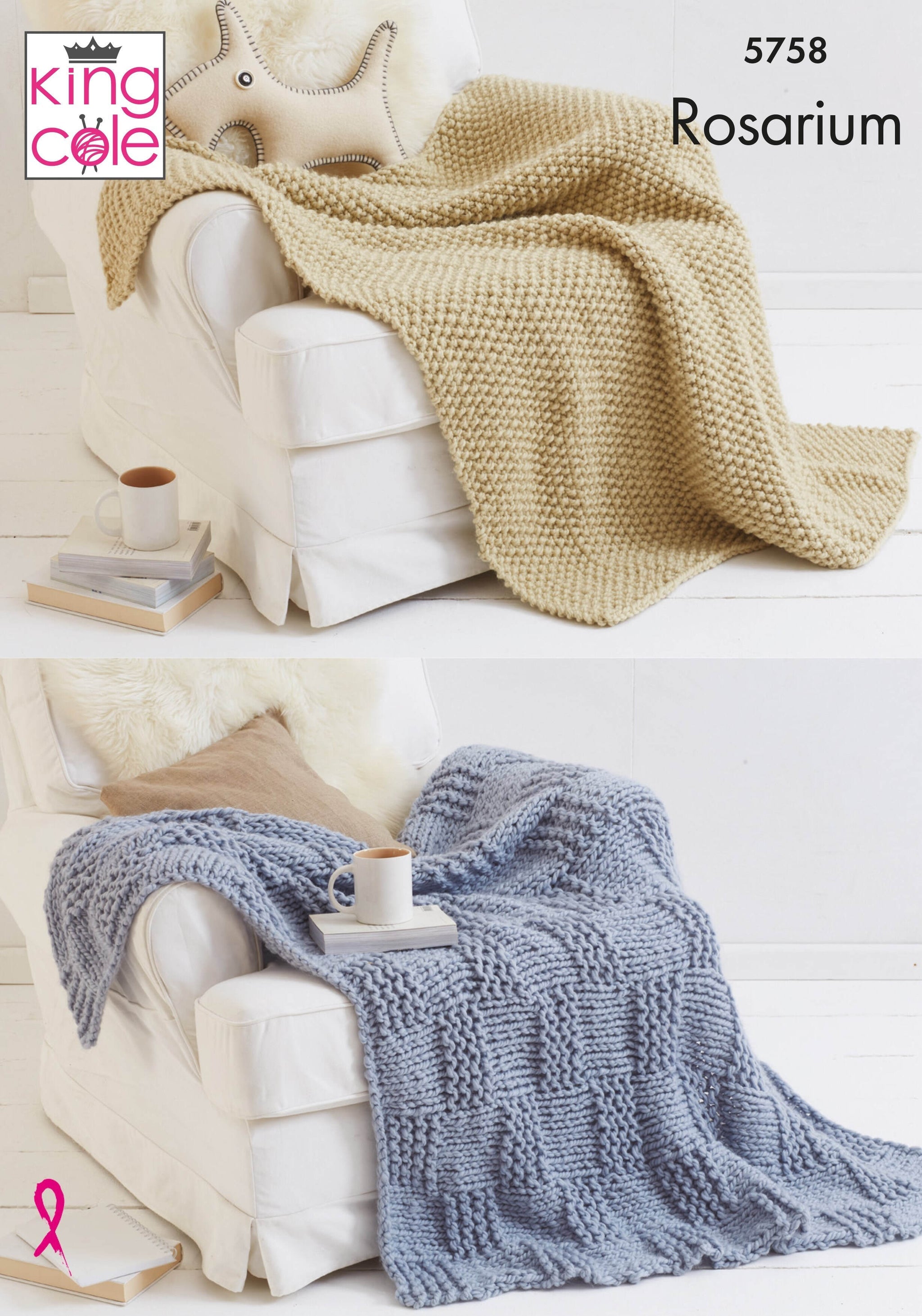 King Cole 5758 Blankets and Bed Runners in Rosarium Mega Chunky Pattern