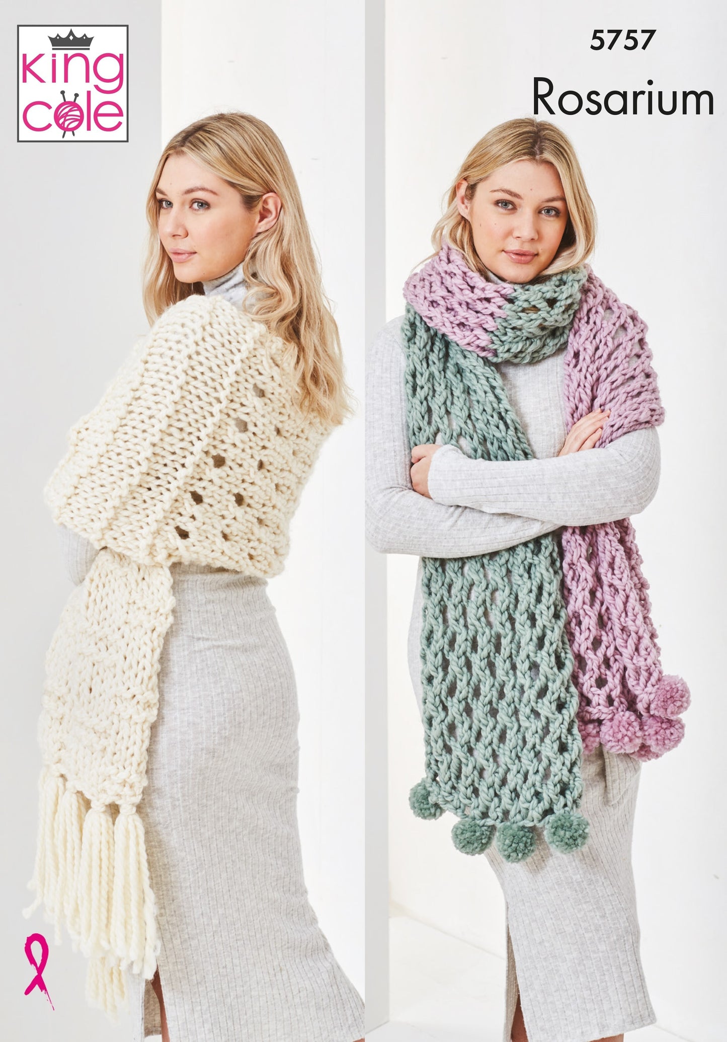 King Cole 5757 Scarves in Rosarium Mega Chunky Pattern
