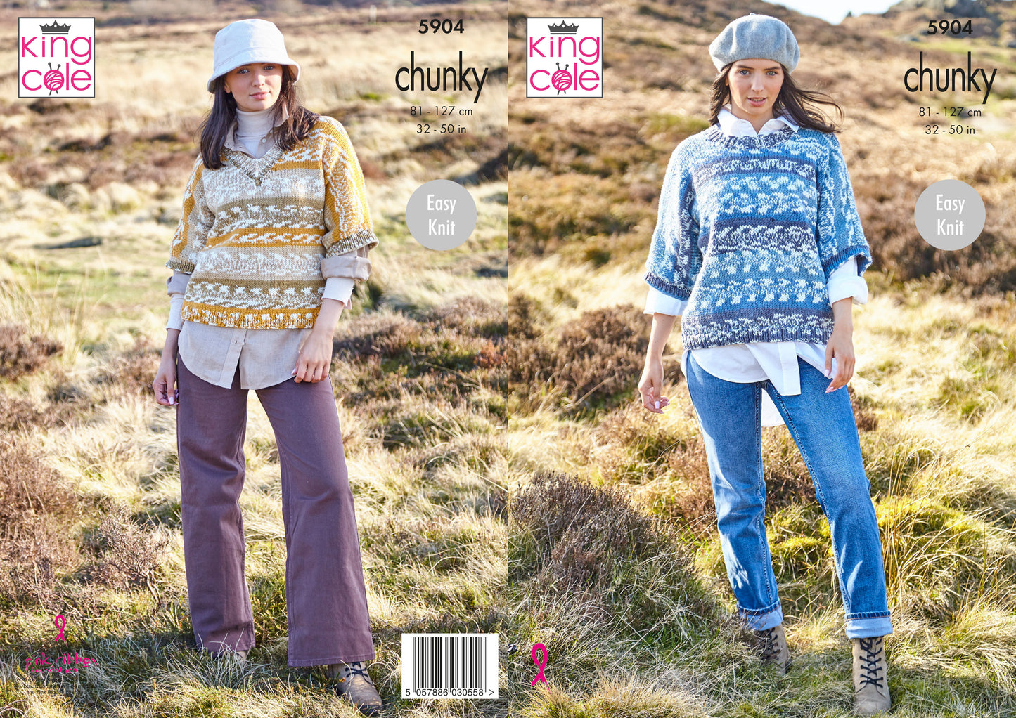 King Cole: 5904 Round & V Neck Sweaters Nordic Chunky