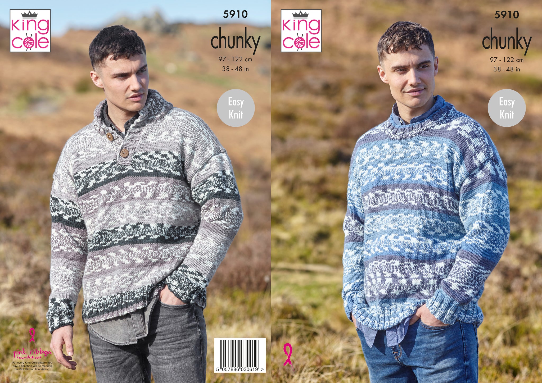 King Cole: 5910 Mens Round or Stand Up Sweaters Nordic Chunky