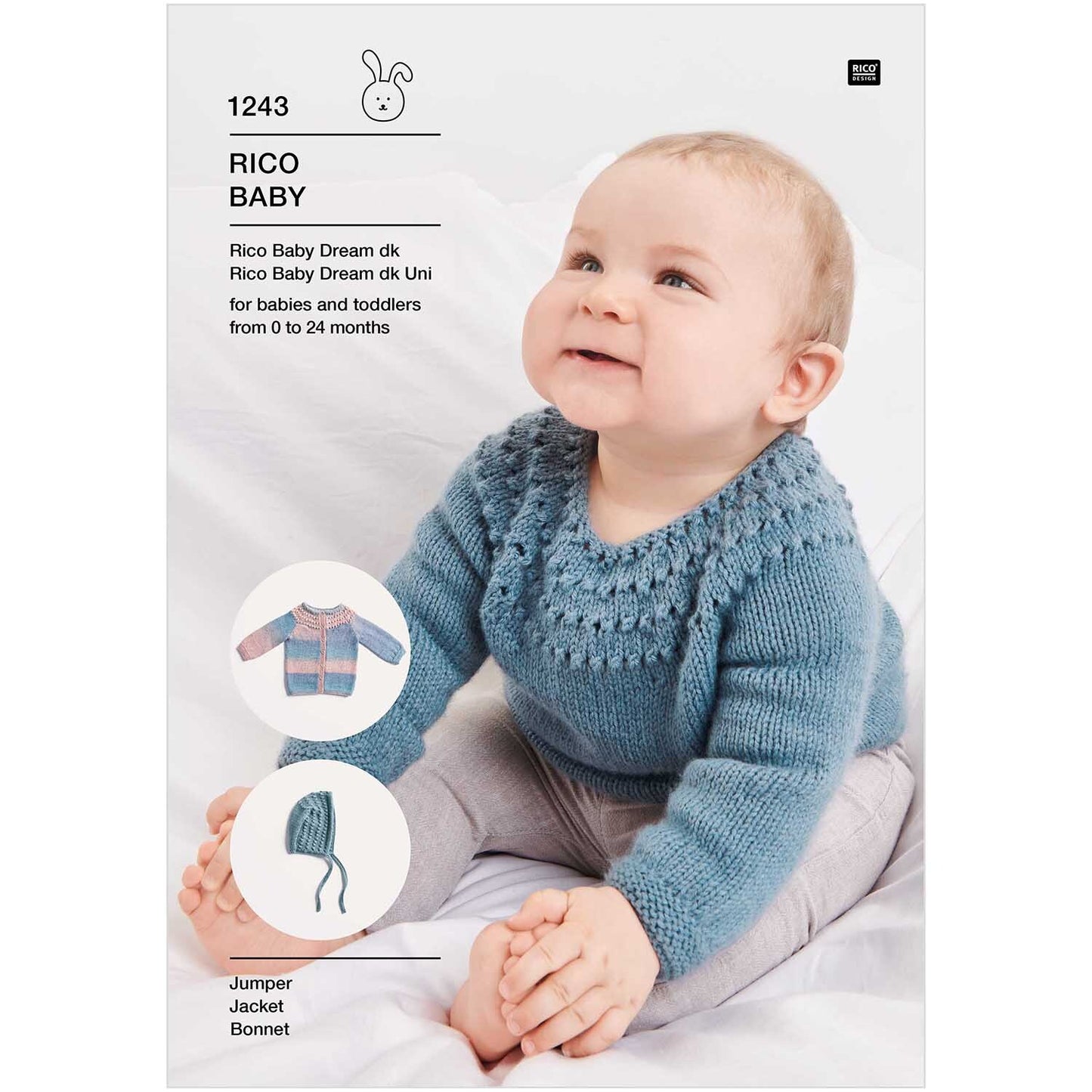 Rico Baby Dream DK 1243: Babies Sweater, Jacket, Bonnet