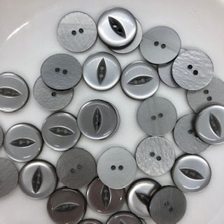 Fish Eye Button : 19mm: Grey