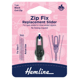 Zip Fix Replacement Slider Black Coil 5mm
