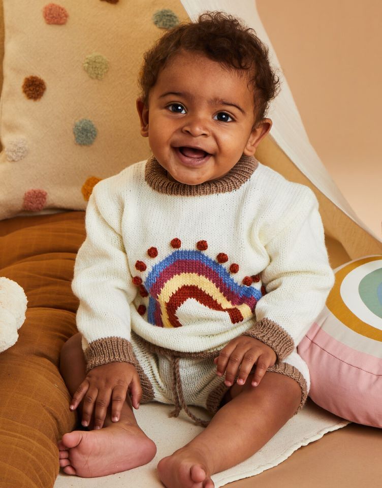 Sirdar Snuggly 4ply 5509 Rainbow Babe Sweater & Shorts Suit 0-3m - 18-24m