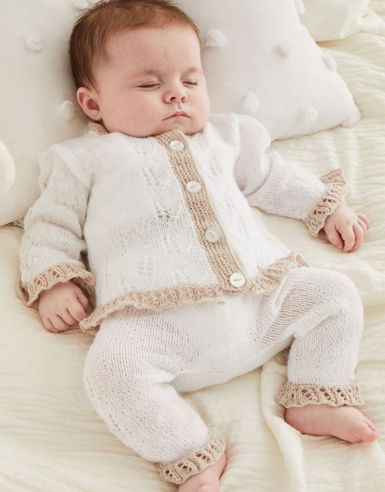 Sirdar Snuggly 2ply 5523 Little Lacy Trouser Suit Prem - 12m