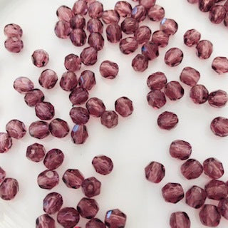 Plum Cut Glass Bead