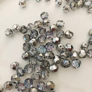 Silver Cut Glass Bead