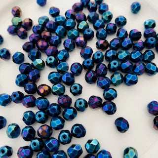 Indigo Cut Glass Bead
