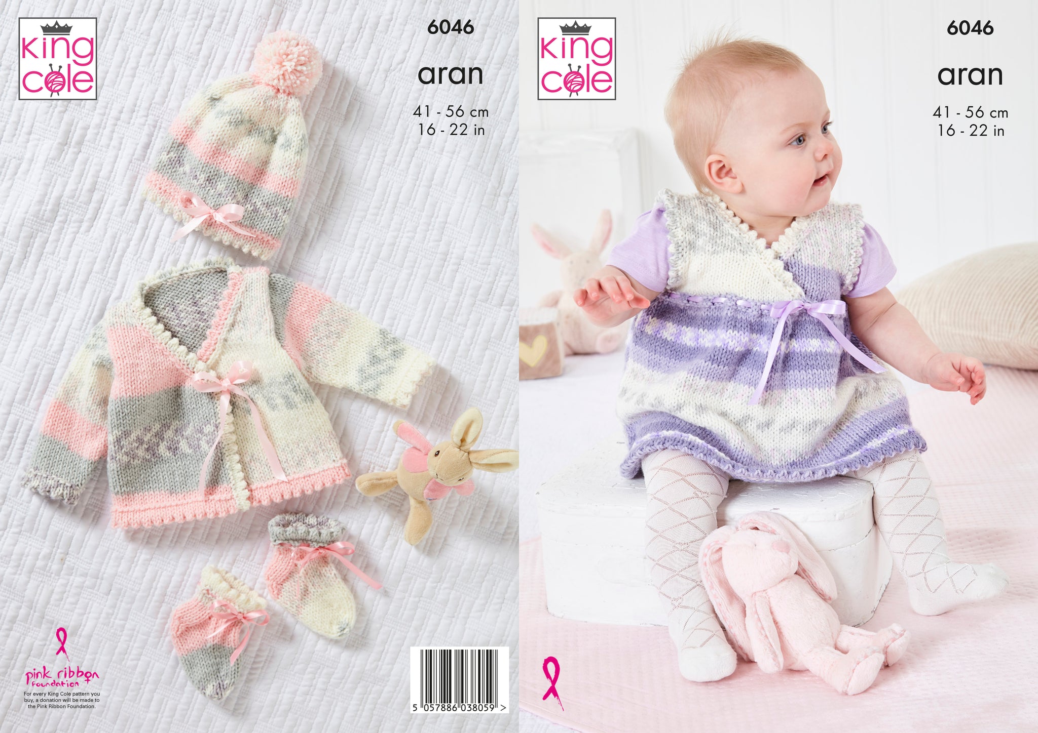 King Cole 6046 Knitted Pinafore Dress, Cardigan, Hat & Slipper Socks