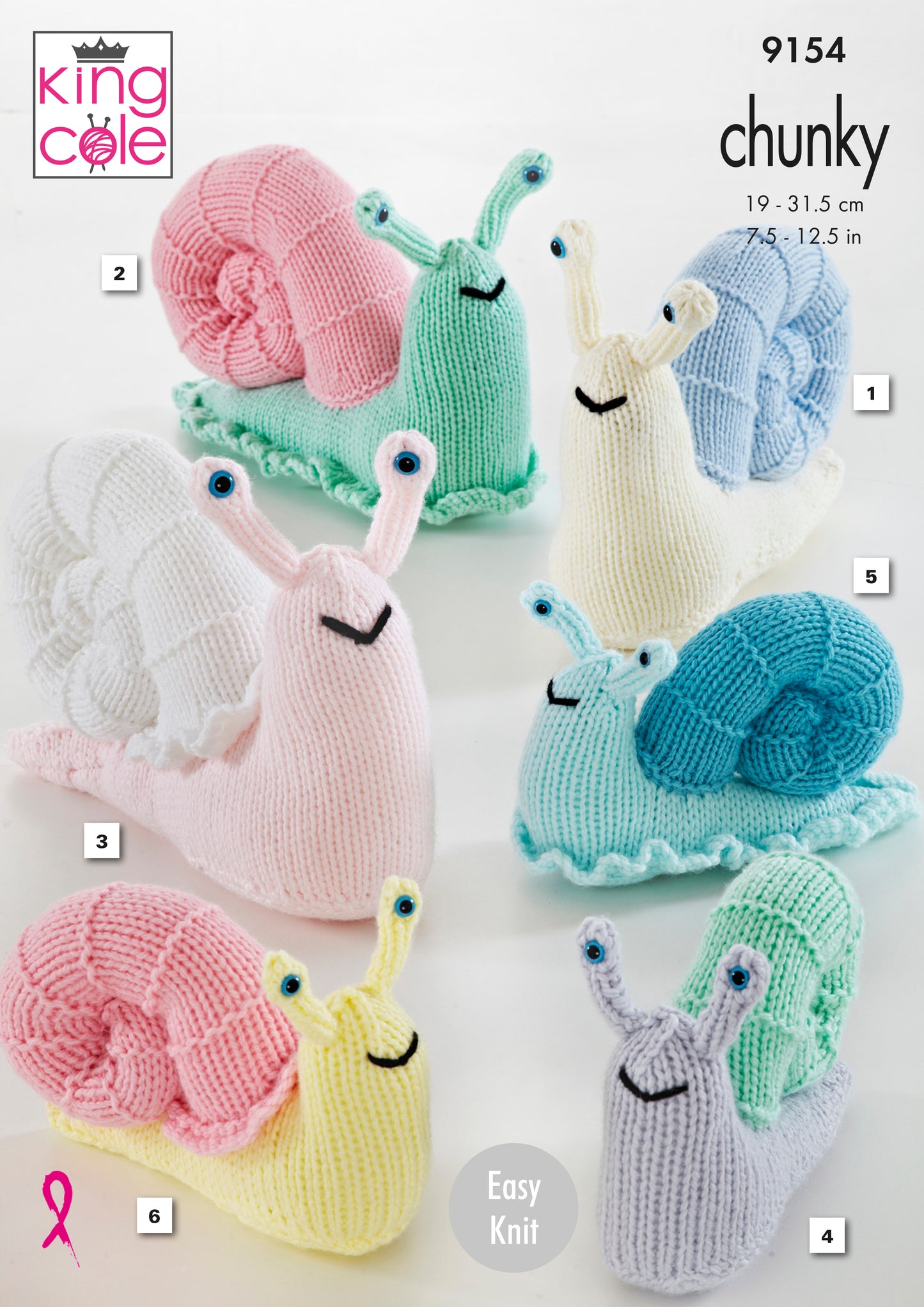 King Cole 9154 Knitted Snails Knitting Pattern Large Or Small