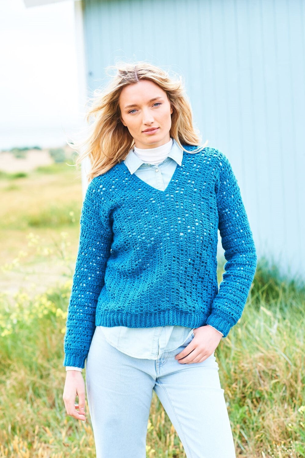 Stylecraft Crochet Filet V Neck Or Fillet Square Jumper 9967