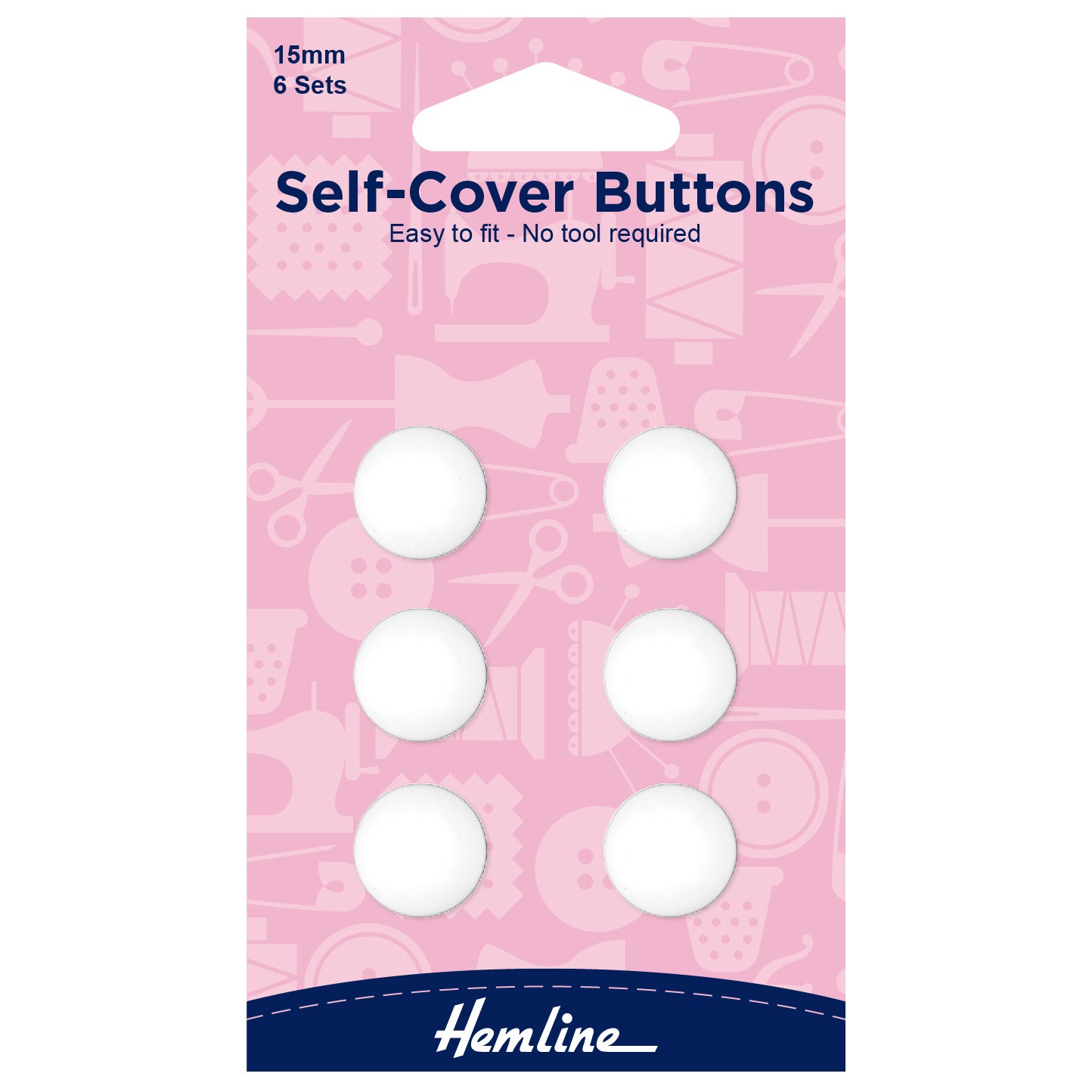Self Cover Buttons 15mm Nylon 6 Sets