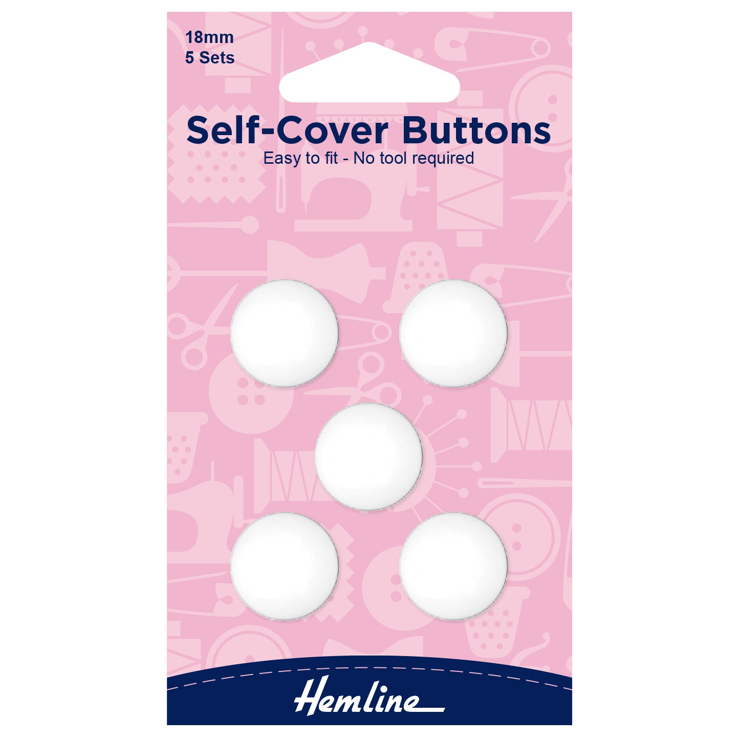 Self Cover Buttons 18mm Nylon 5 Sets