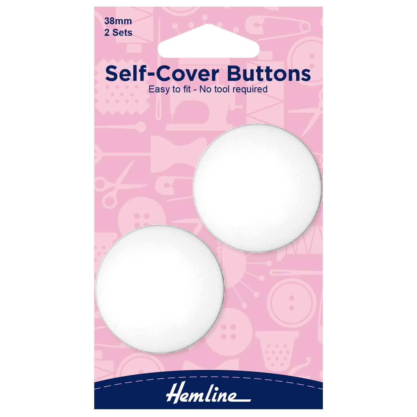 Self Cover Buttons 38mm Nylon 2 Sets