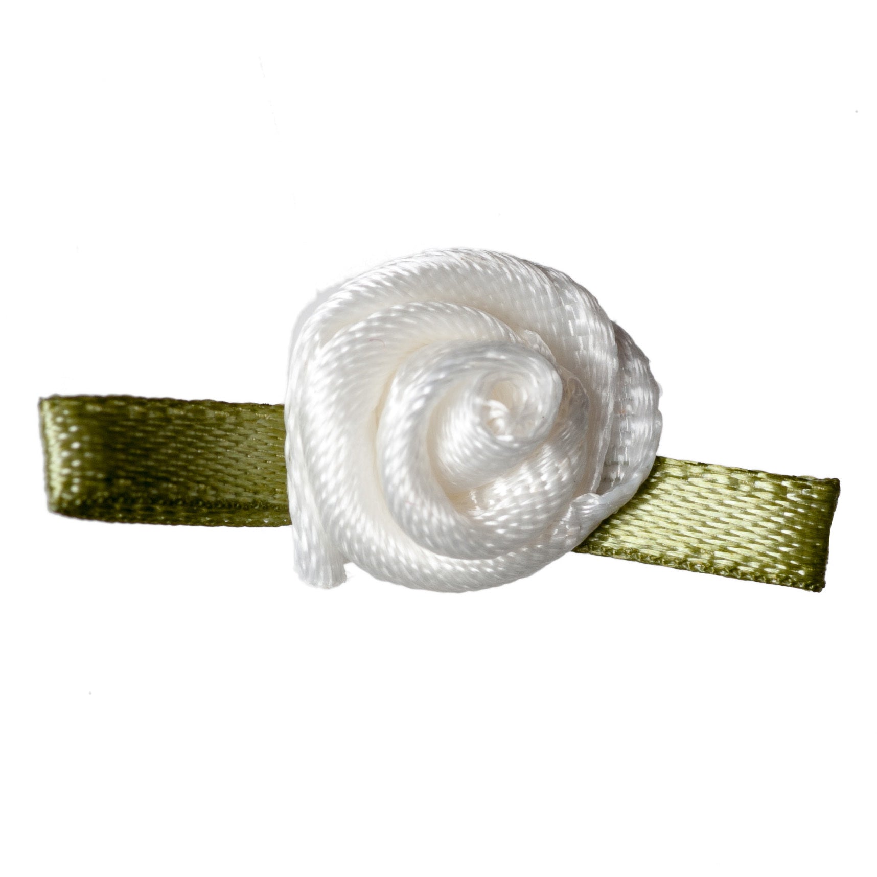 Small Antique White Rose with Green Leaves