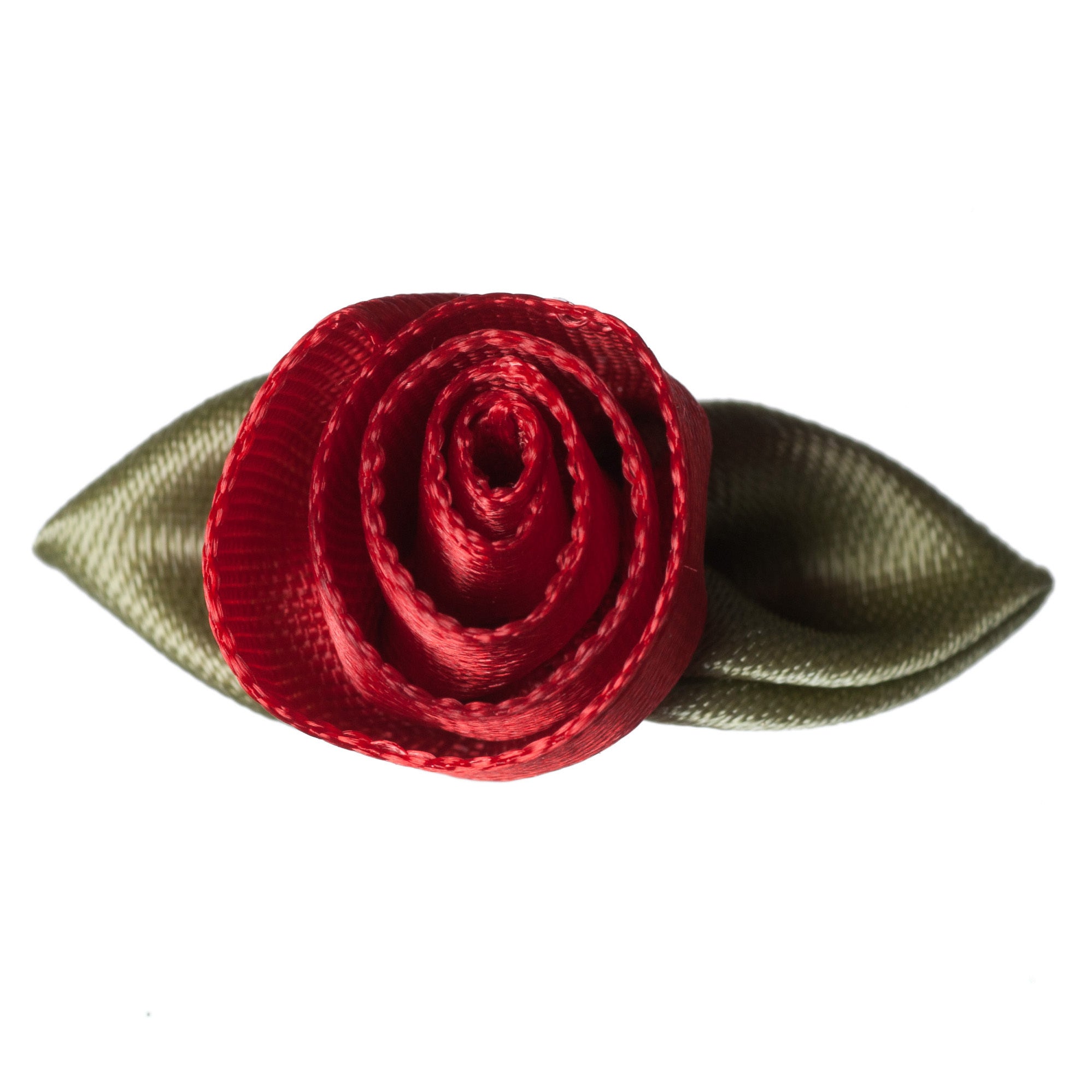 Large Red Rose with Green Leaves