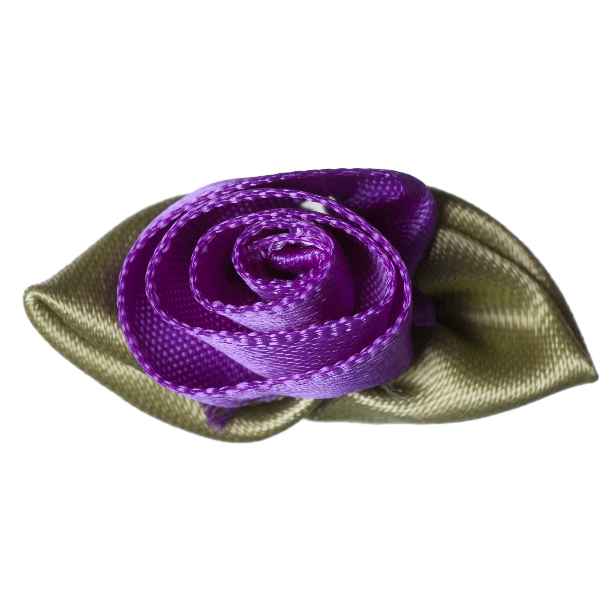 Large Purple Rose with Green Leaves