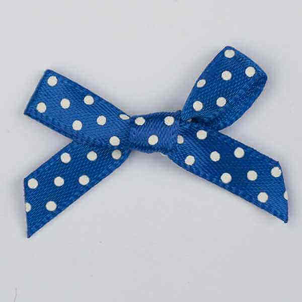Ribbon Bow Royal Blue with White Dots 7mm