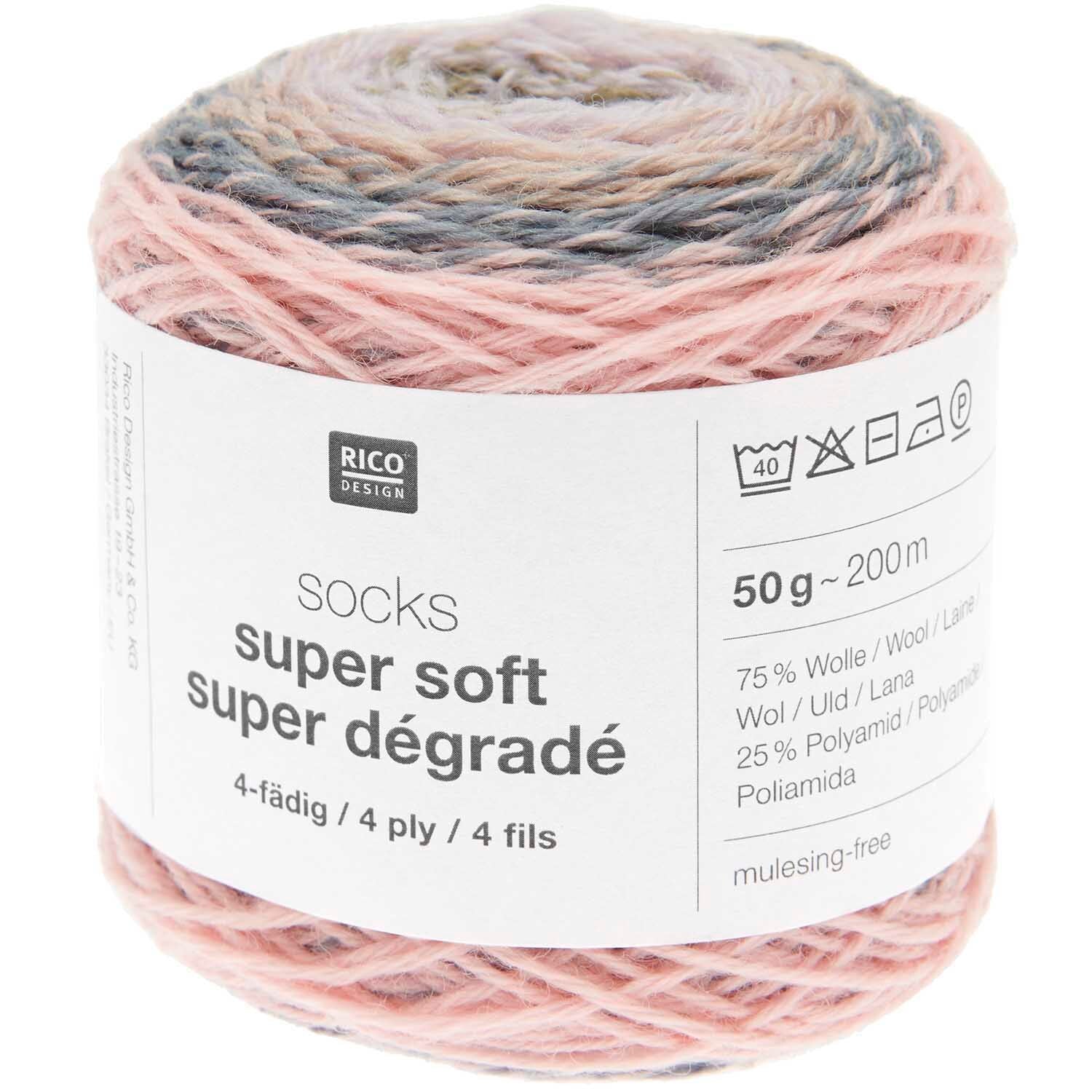 Rico Socks Super Soft 002 Dusky Super Degrade 4ply