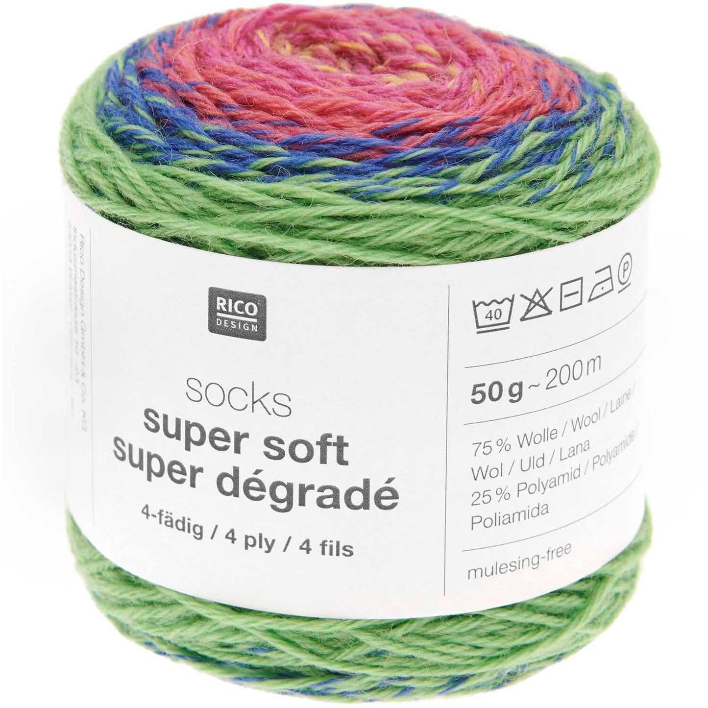 Rico Socks Super Soft 004 Rainbow Super Degrade 4ply
