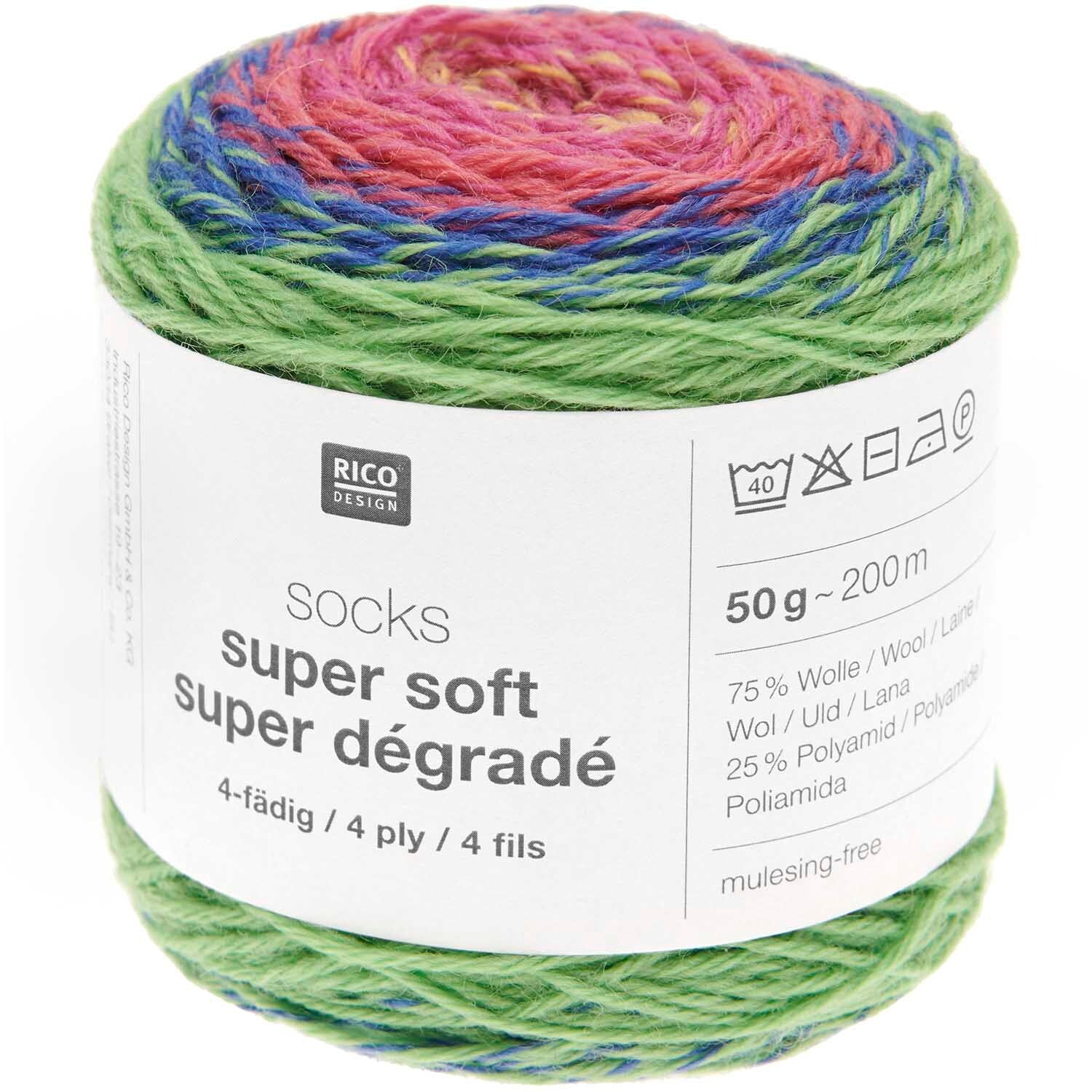 Rico Socks Super Soft 004 Rainbow Super Degrade 4ply