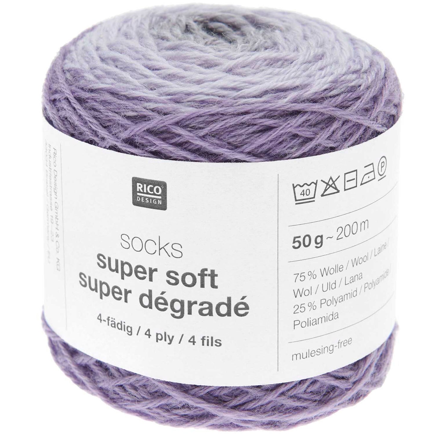 Rico Socks Super Soft 007 Lilac Super Degrade 4ply