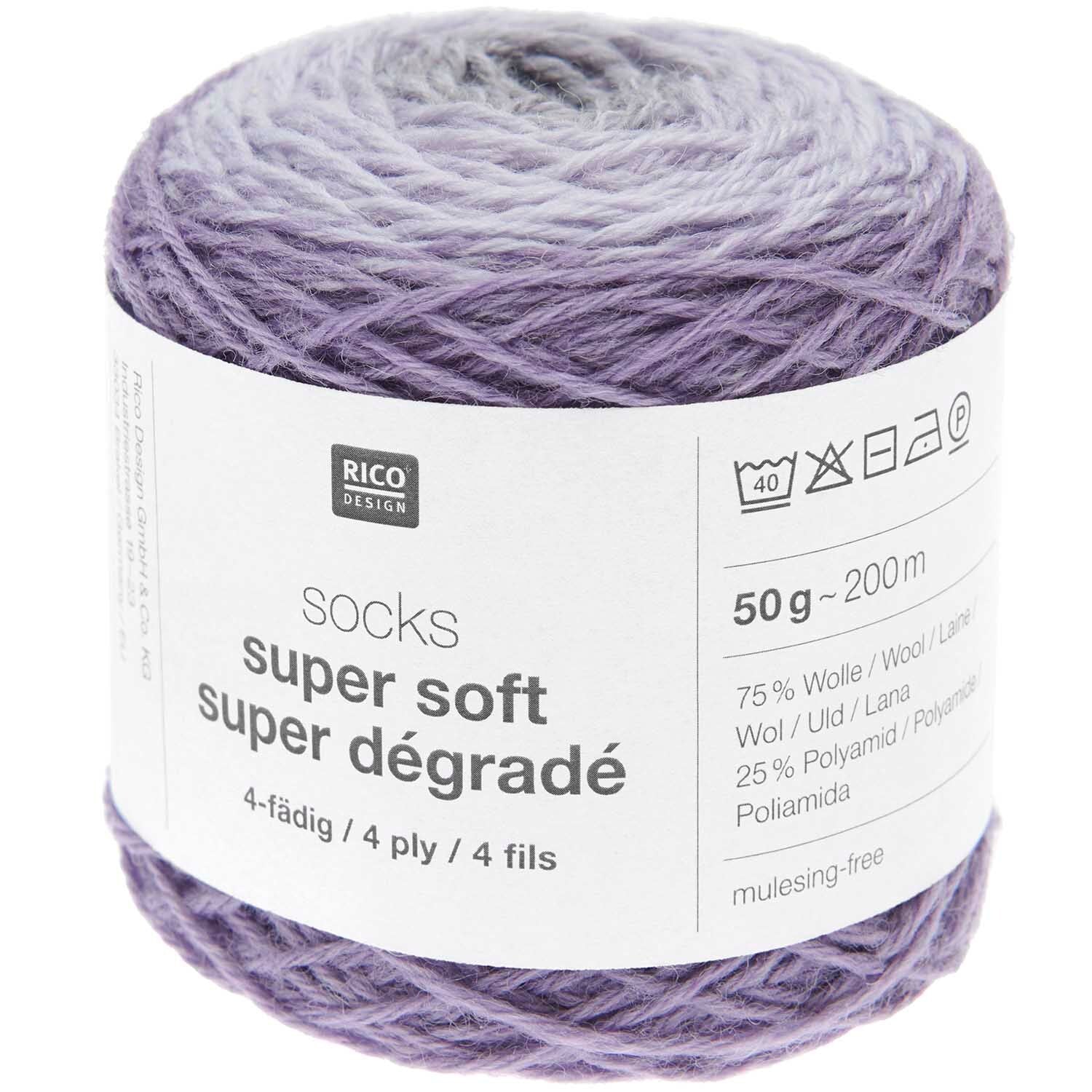 Rico Socks Super Soft 007 Lilac Super Degrade 4ply