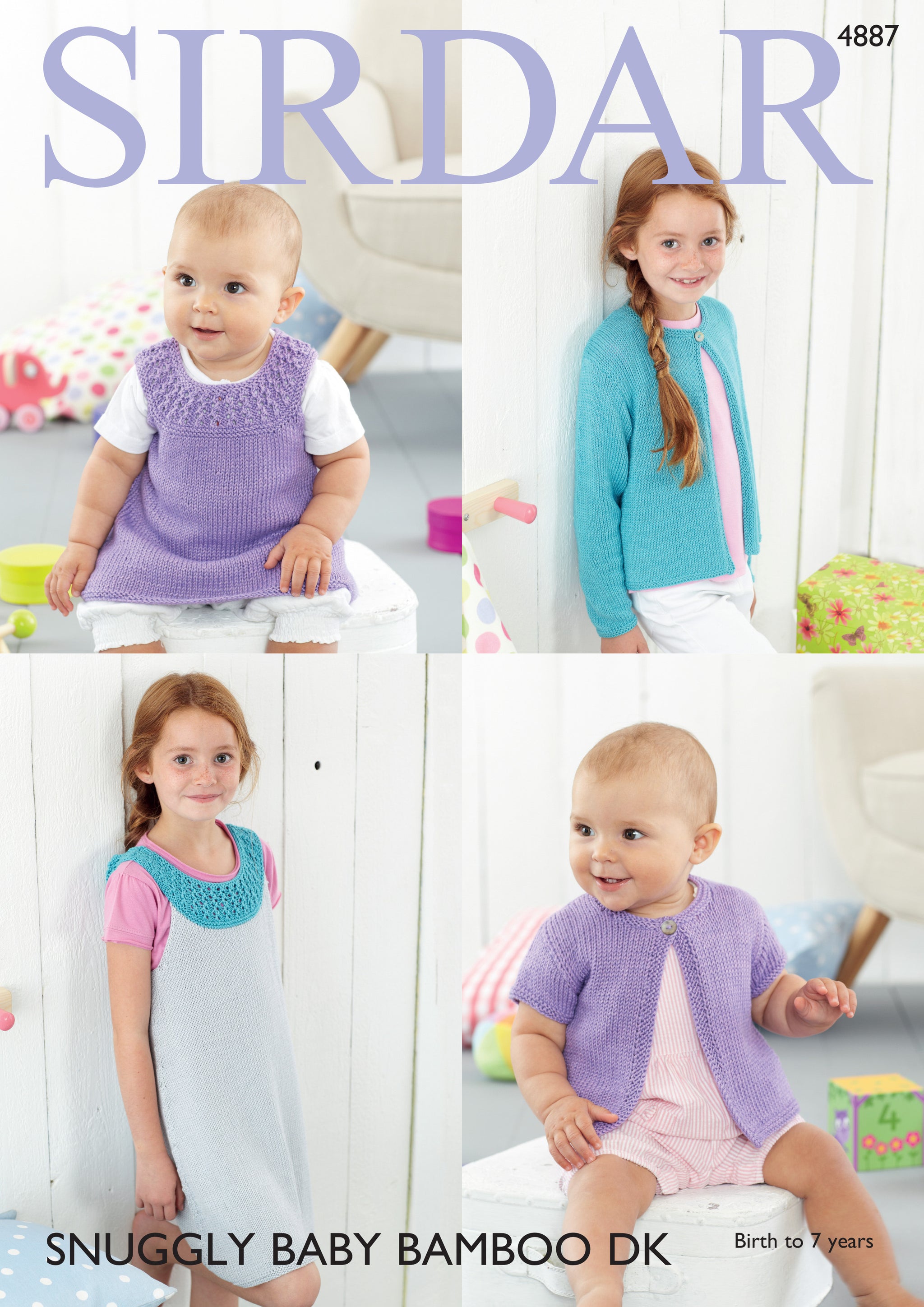 Sirdar 4887 Babies & Children Knitted Dress & Cardigan Birth - 7 Years