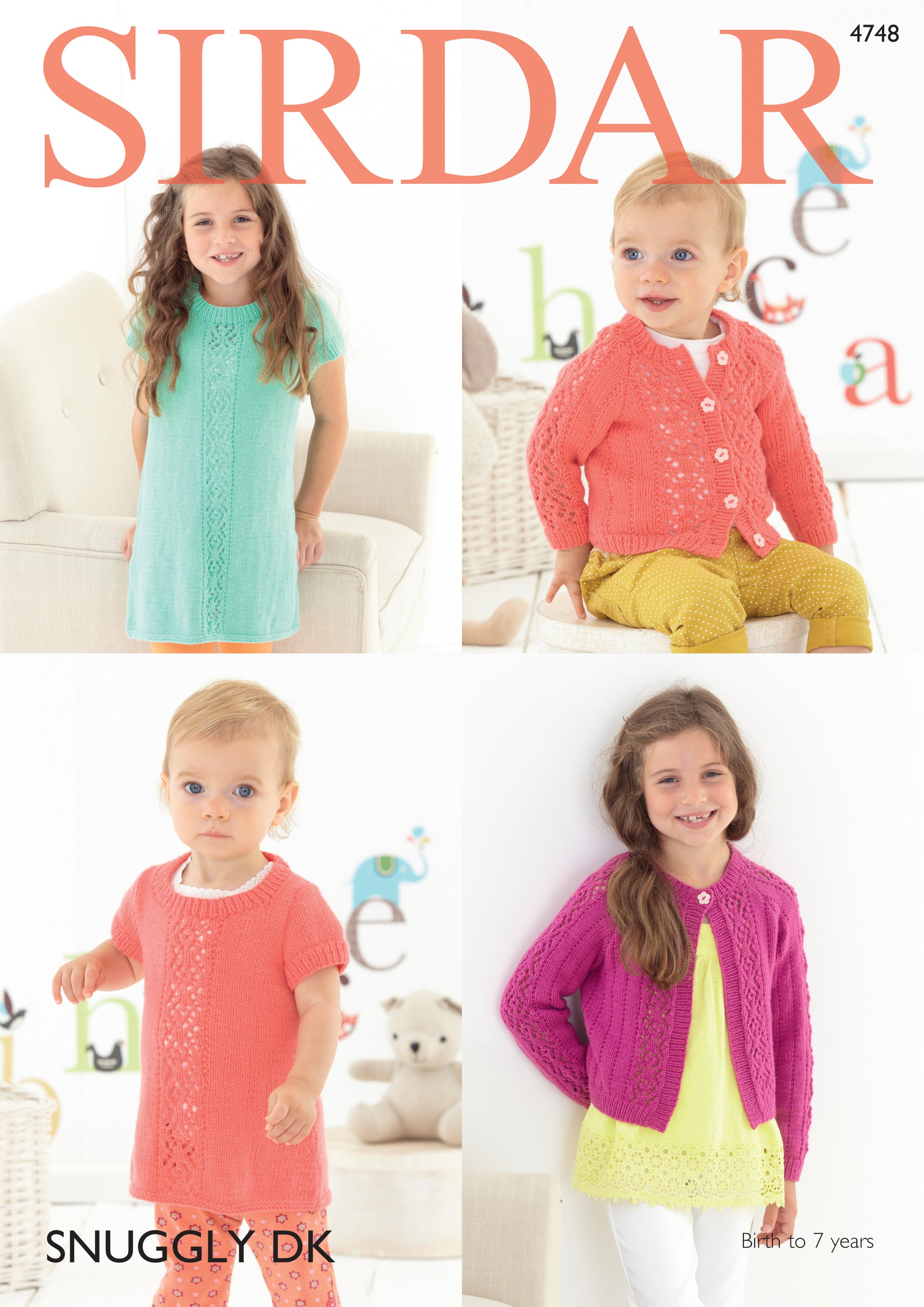Sirdar 4748 Knitted Dress and Cardigan Birth - 7 Years