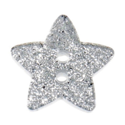Star Glitter Button 18mm Silver