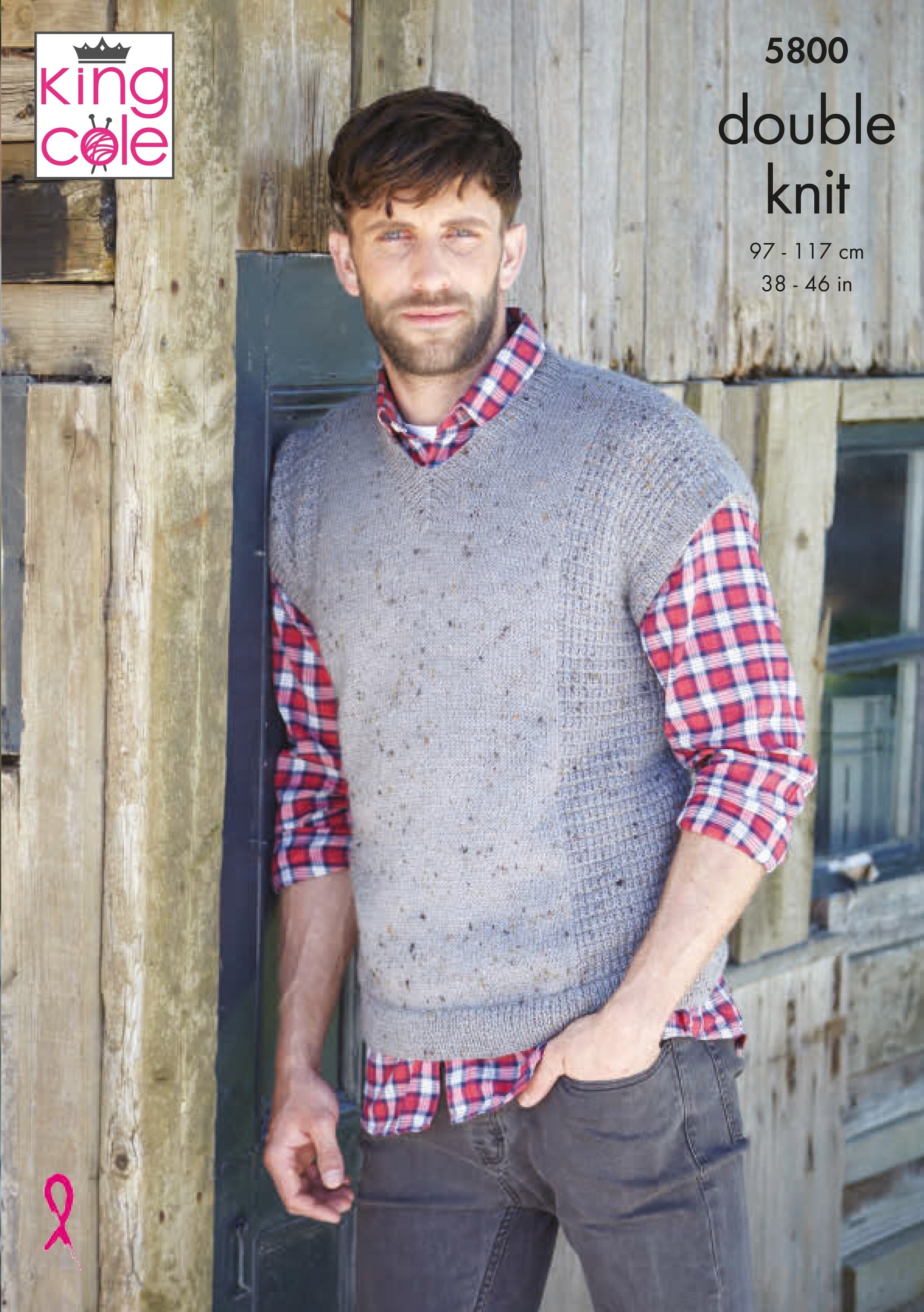 King Cole 5800 Mens Waistcoat and Tank in Homespun DK Pattern