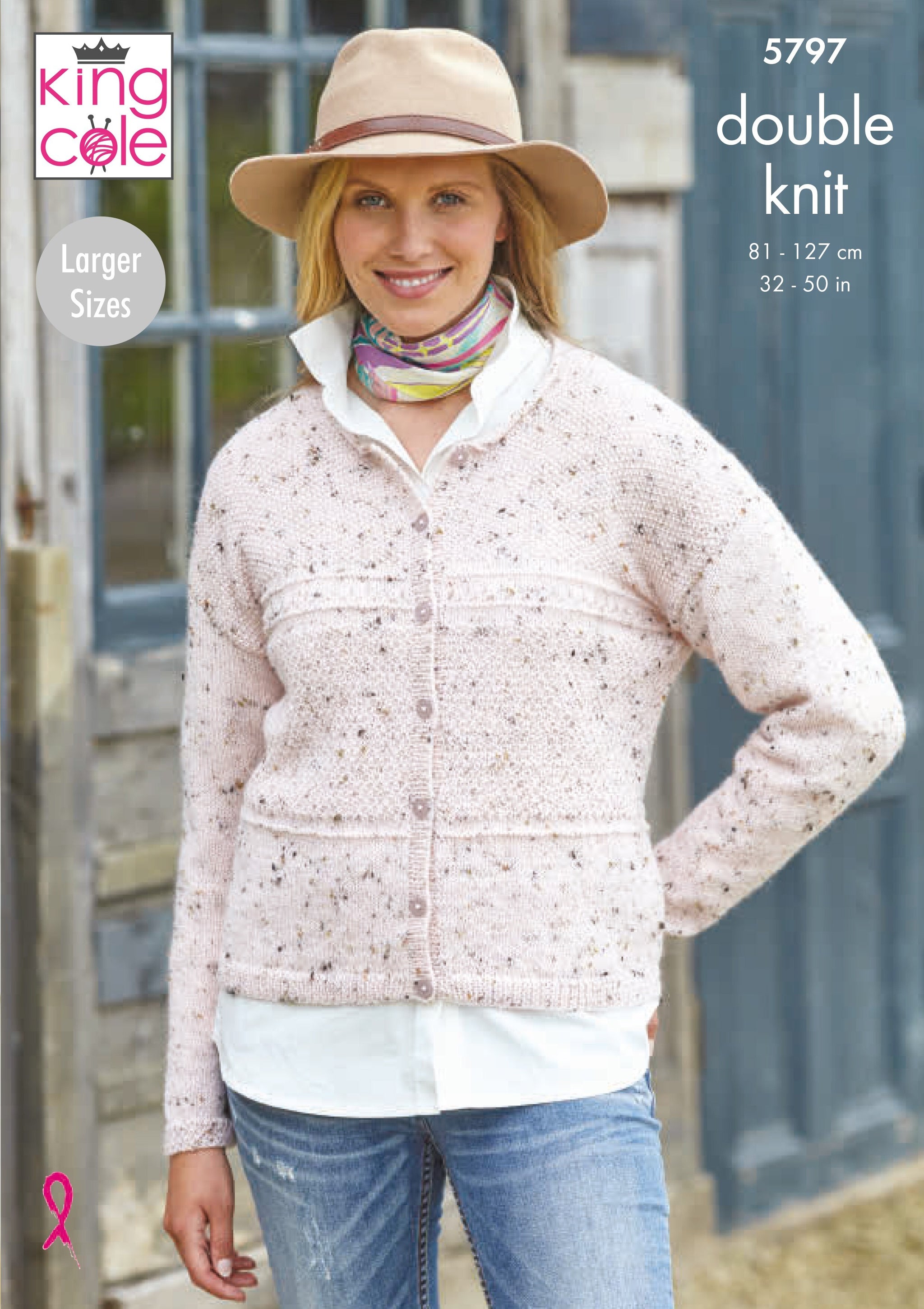 King Cole 5797 Ladies Round Neck Cardigan and Waistcoat in Homespun DK Pattern