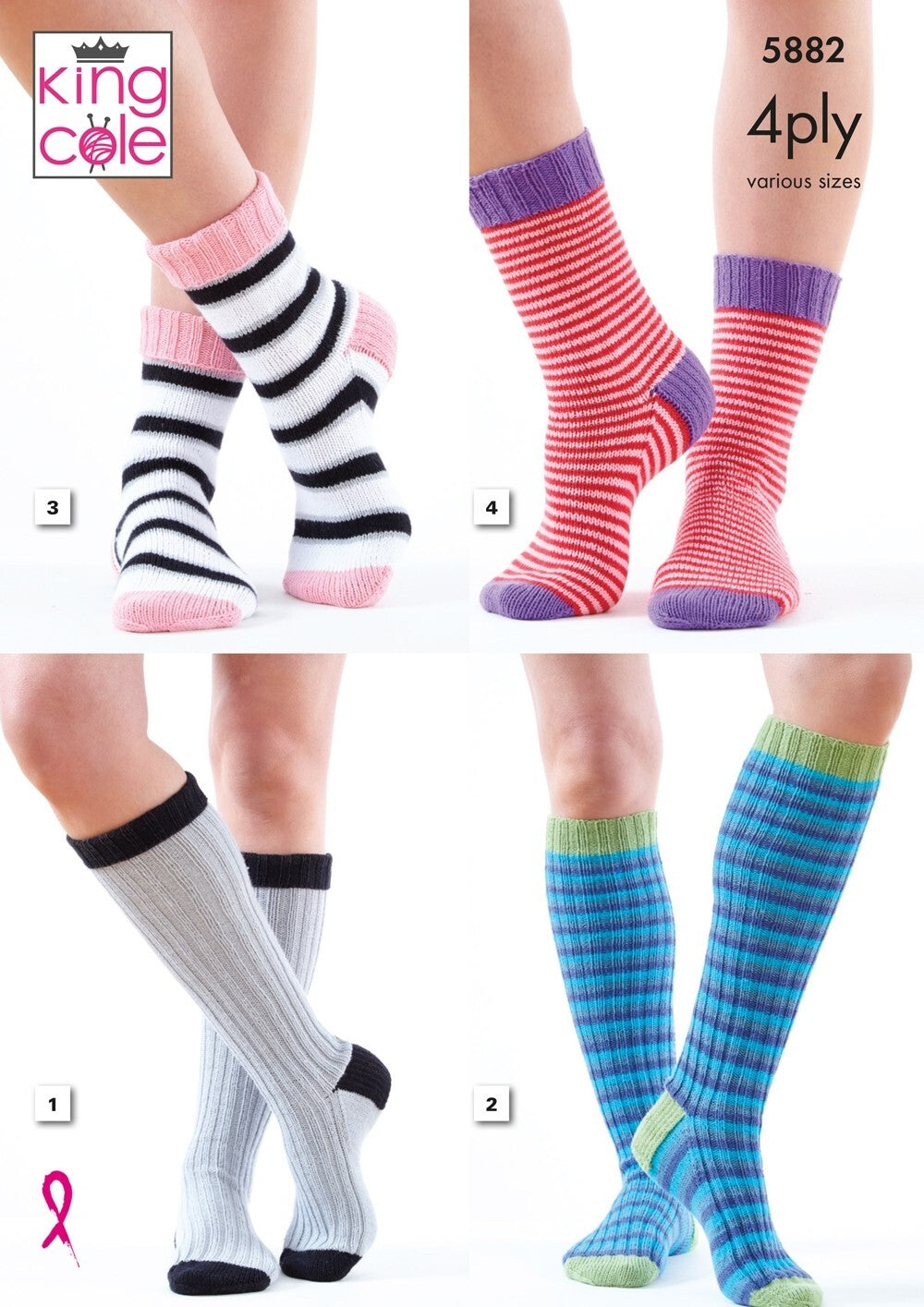 King Cole 5882 Socks in Cotton Socks 4 Ply Pattern