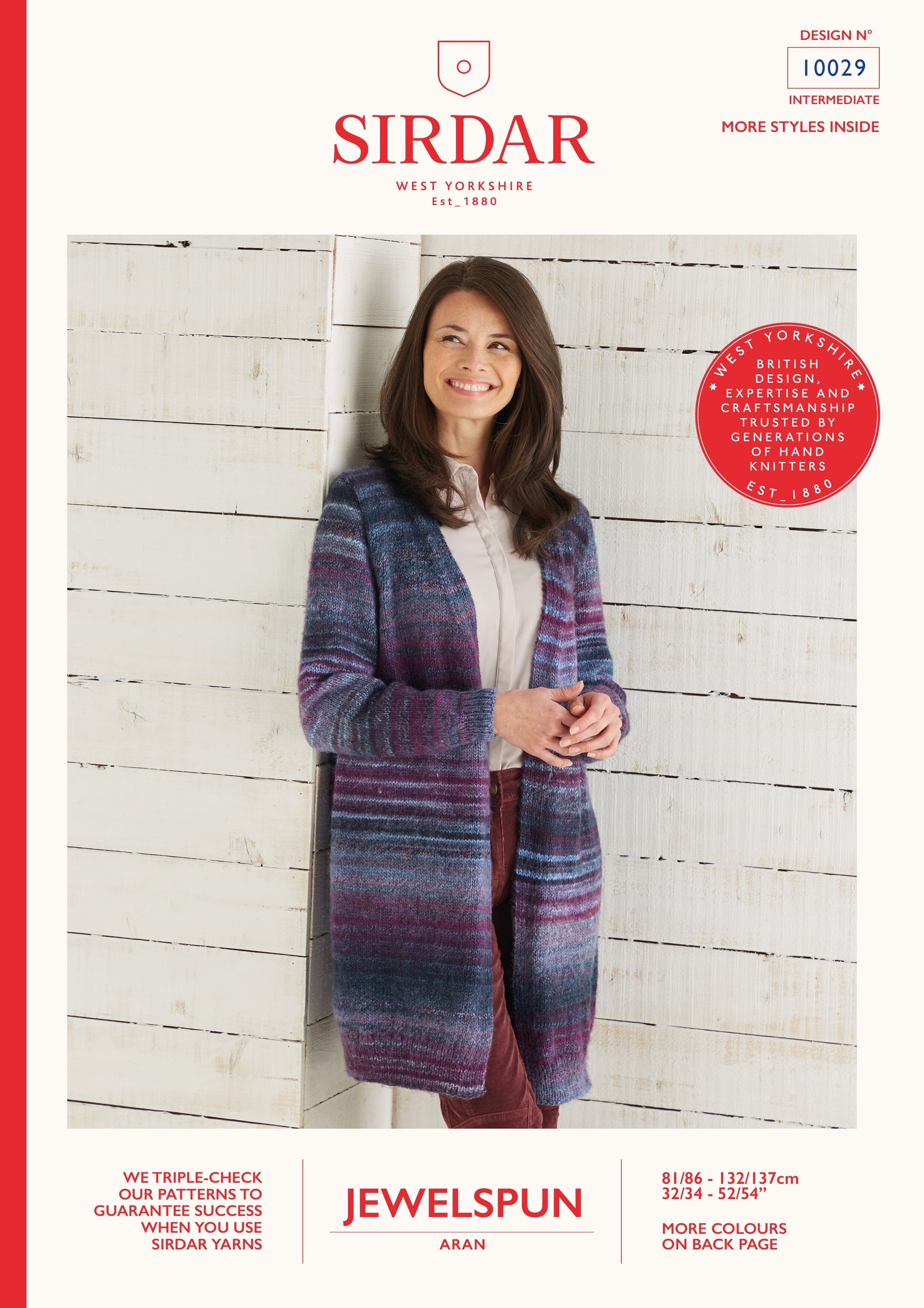 Sirdar 10029 Long Line Jacket in Jewelspun Pattern