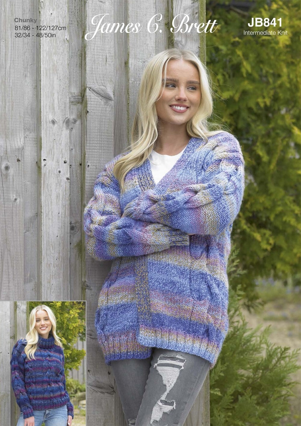 James C Brett JB841 Sweater and Cardigan in Marble Chunky Pattern