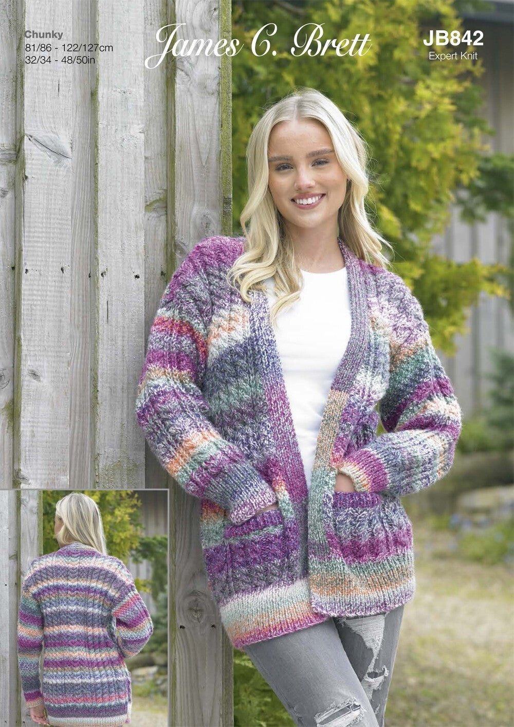 James C Brett JB842 Cardigan in Marble Chunky Pattern