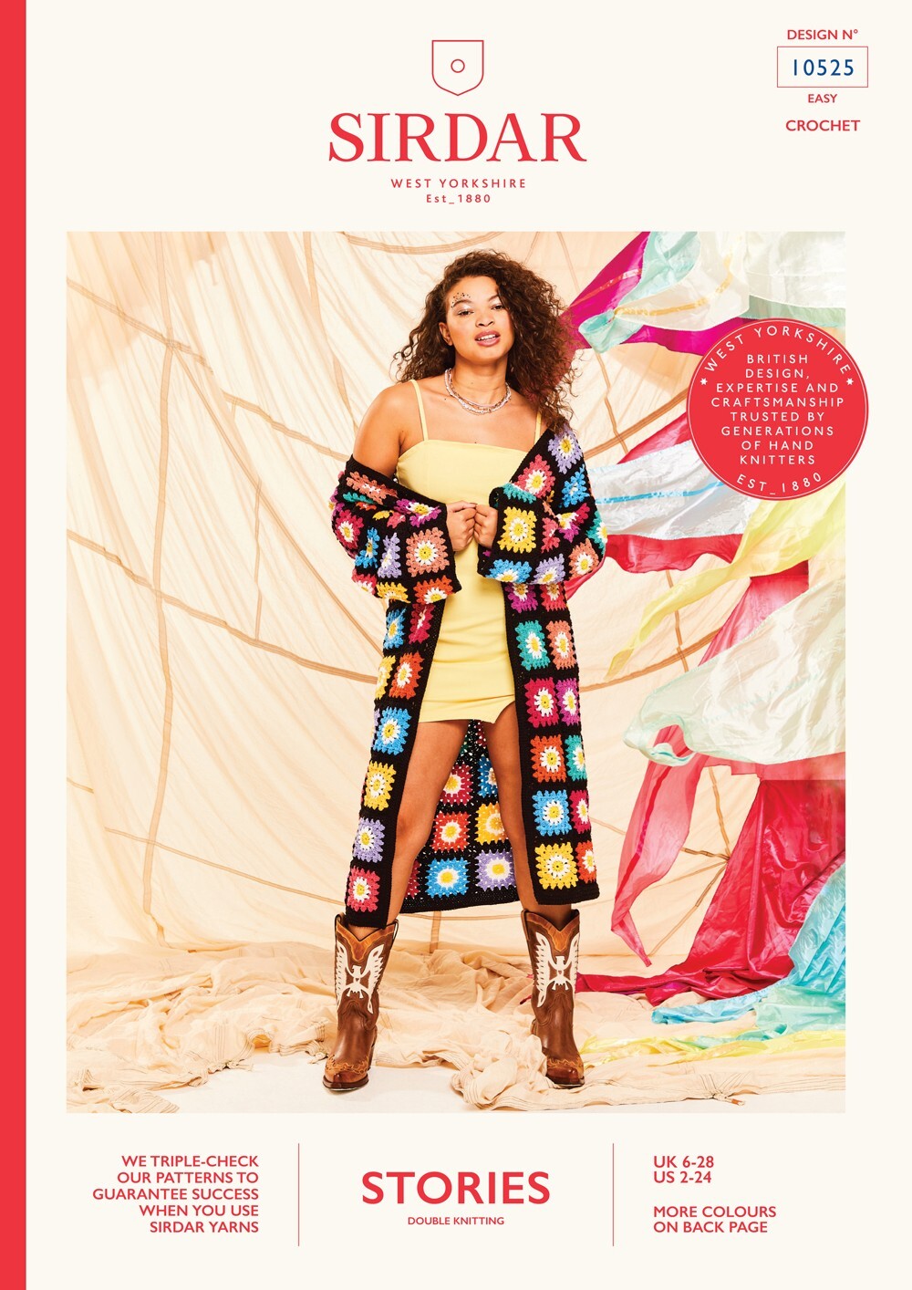 Sirdar 10525 Crochet Long Crochet Cardigan in Stories DK (leaflet)