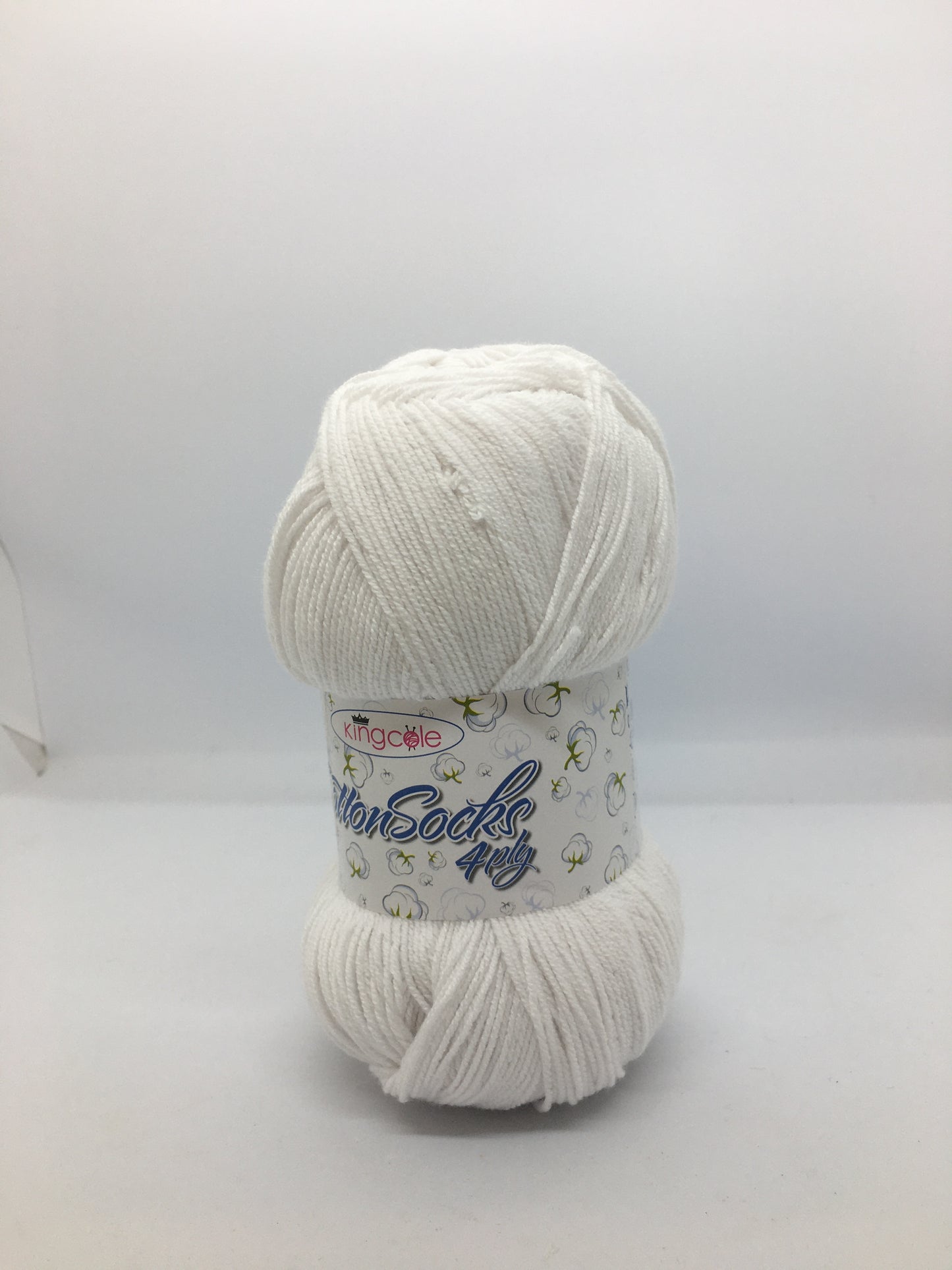 King Cole White Cotton Socks 4ply Yarn