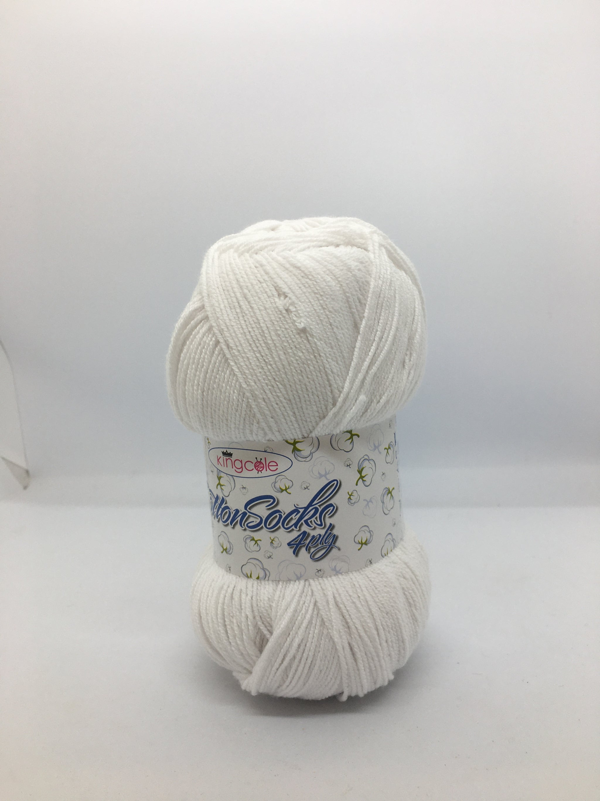 King Cole White Cotton Socks 4ply Yarn