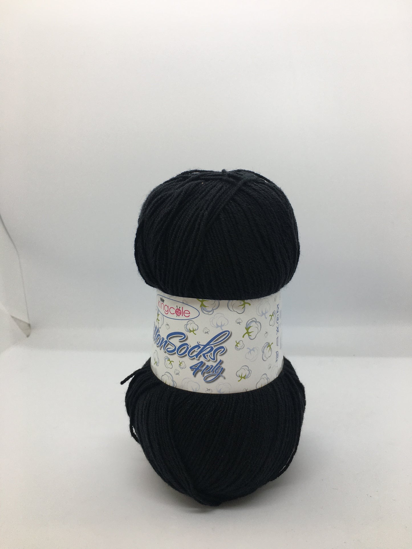 King Cole Black Cotton Socks 4ply Yarn