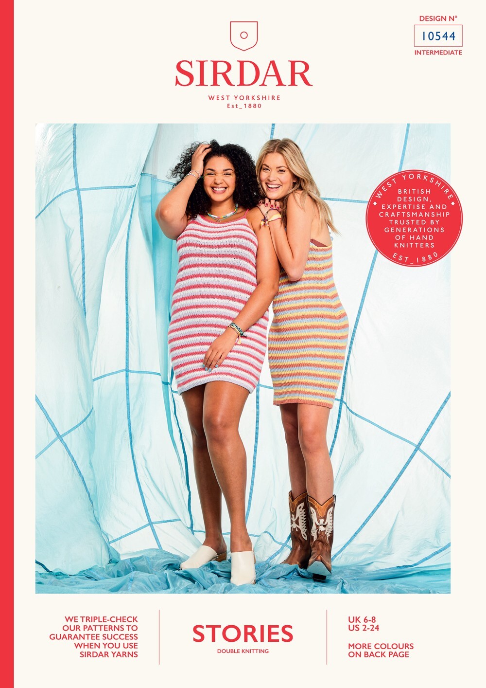 Sirdar Knitting Pattern 10544 Striped Dress in Stories DK