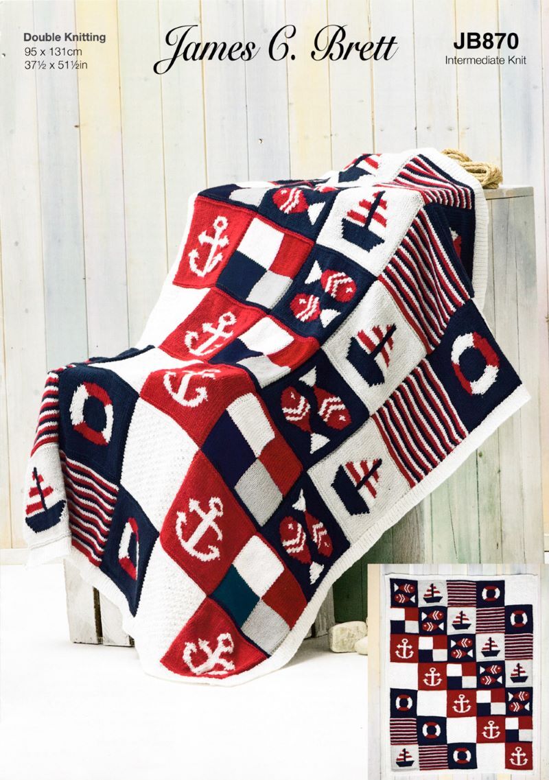 James C Brett JB870 Seaside Theme Blanket 95cm x 131cm