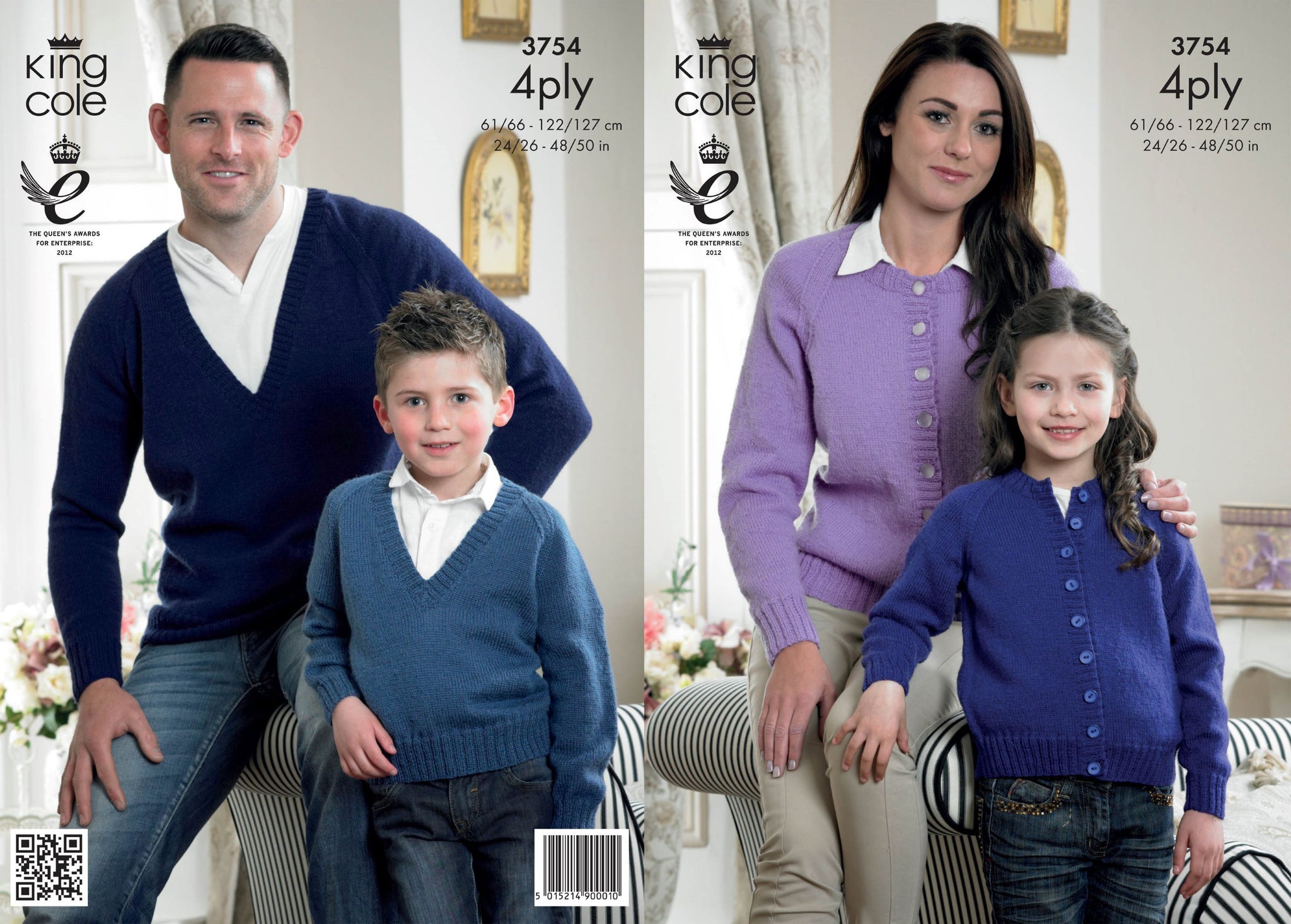 King Cole 3754 Cardigan and Sweater Knitted with Merino Blend 4Ply leaflet