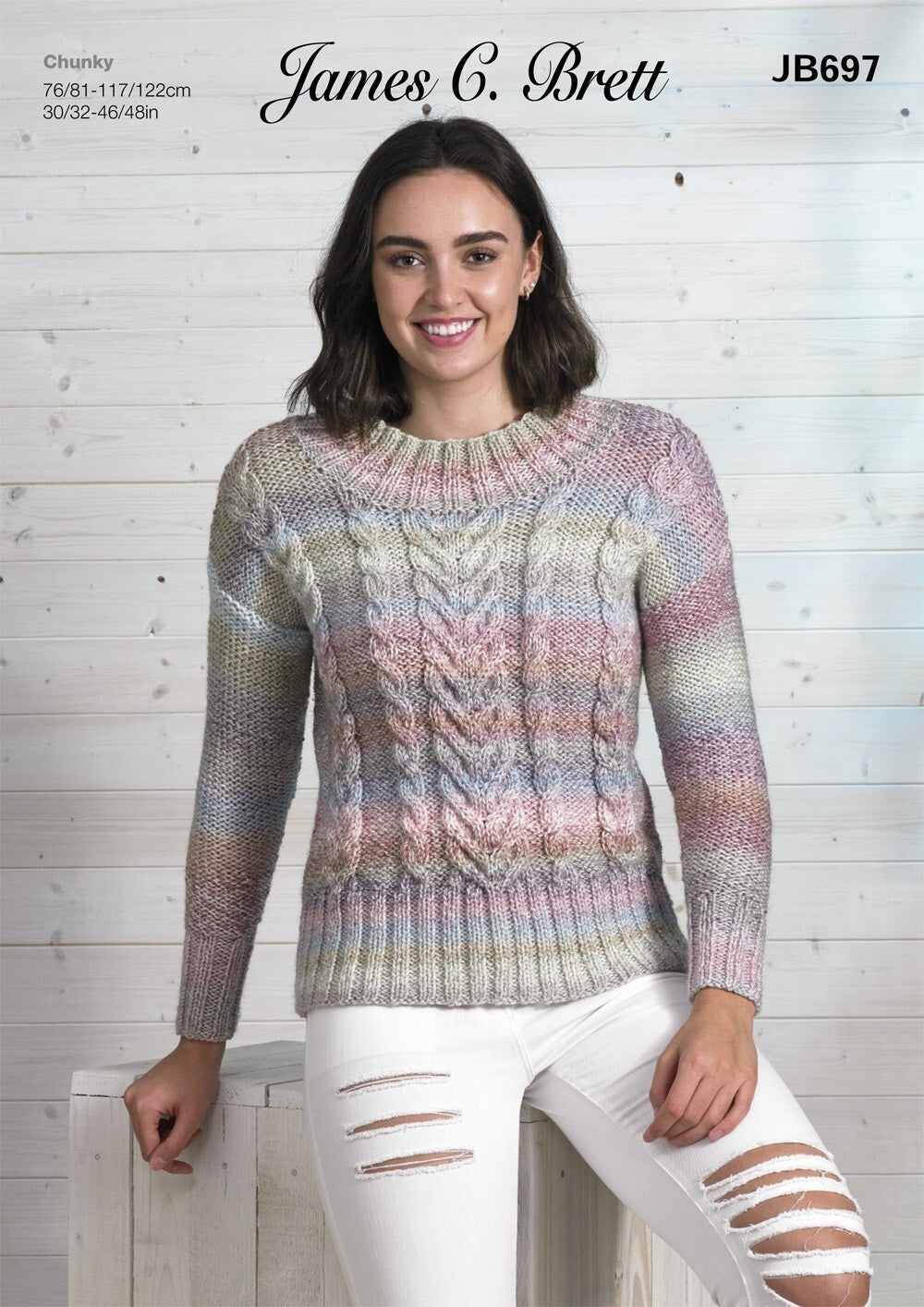 James C Brett JB697 Womens Sweater in Marble Chunky Pattern