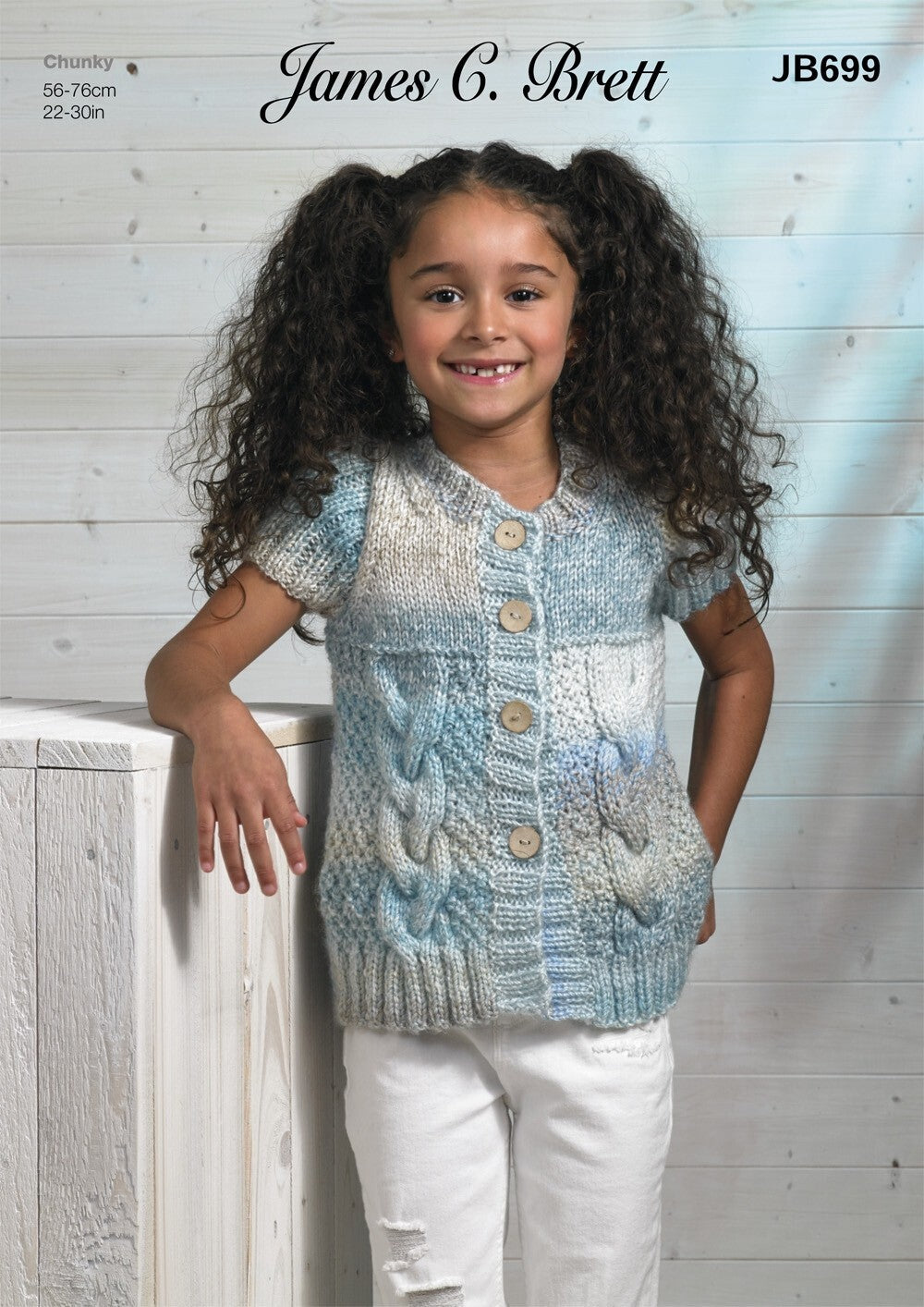 James C Brett JB699 Girls Jacket in Marble Chunky Pattern