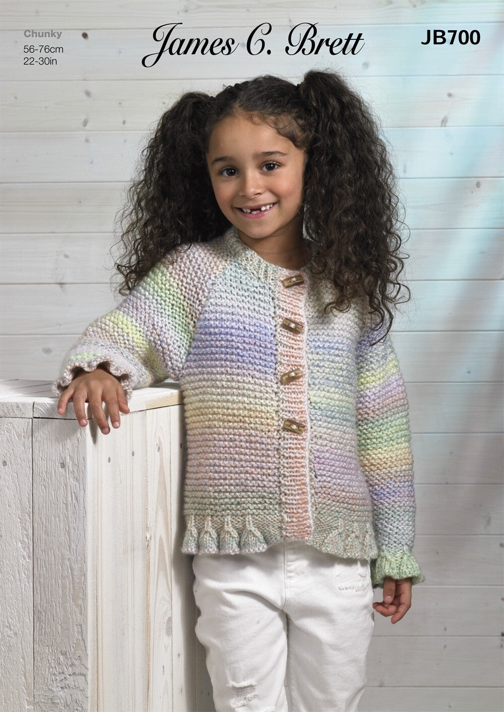James C Brett JB700 Girls Cardigan in Marble Chunky Pattern