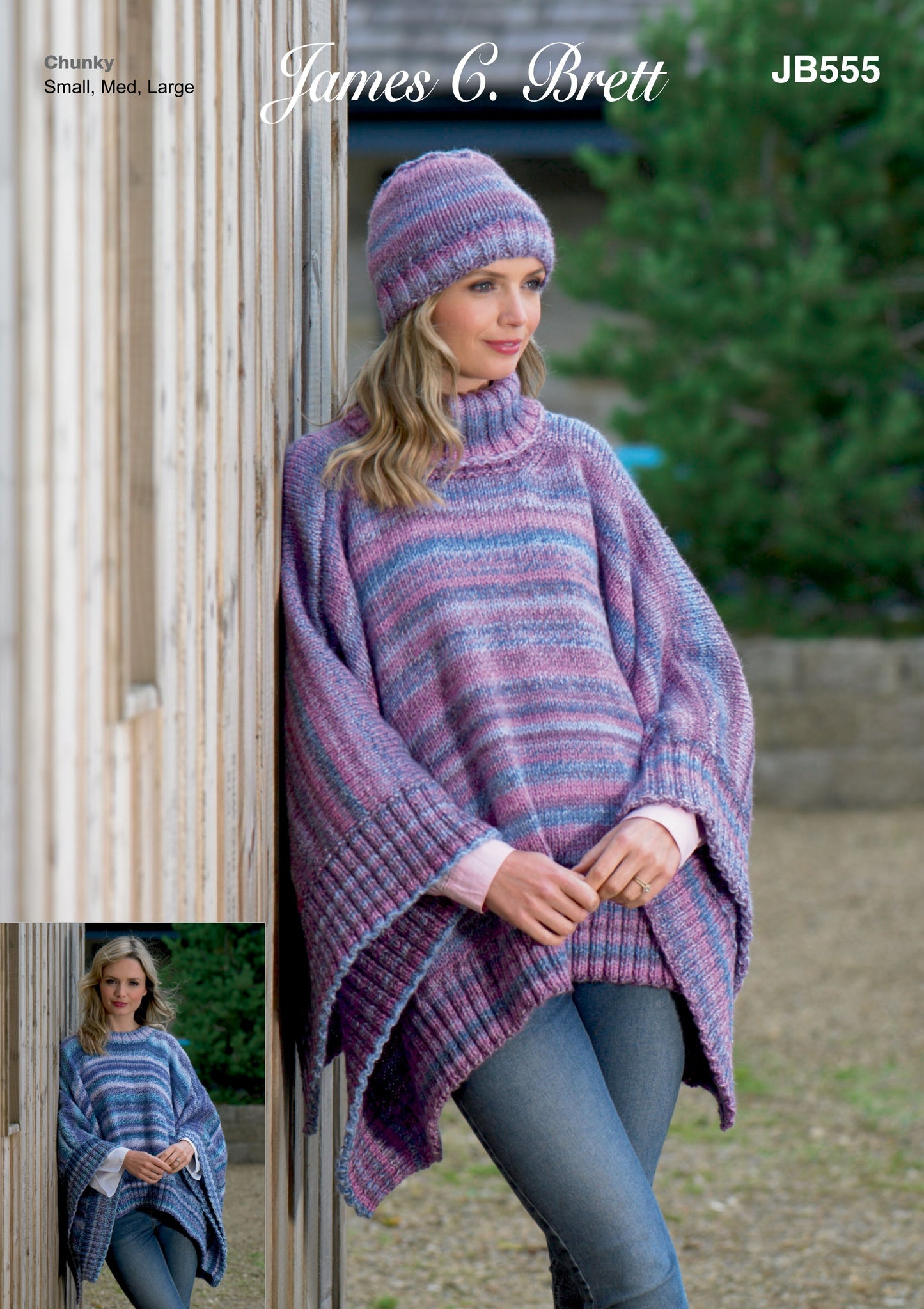 James C Brett JB555 Tabbard and Hat in Marble Chunky Pattern